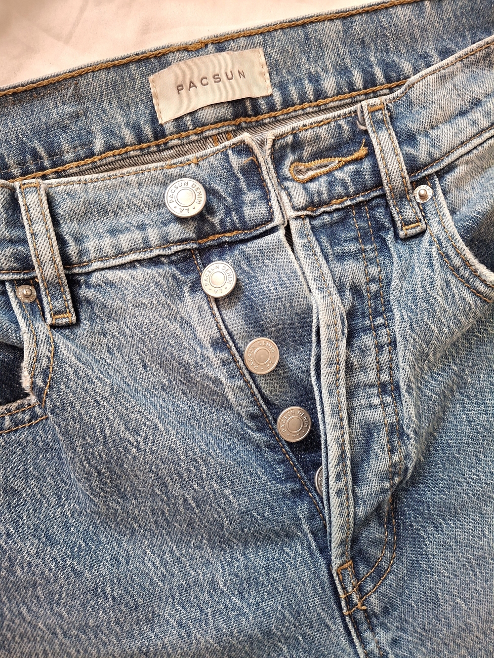PacSun Dad Jeans Womens 24 High Rise Straight Leg Light Wash Button Fly